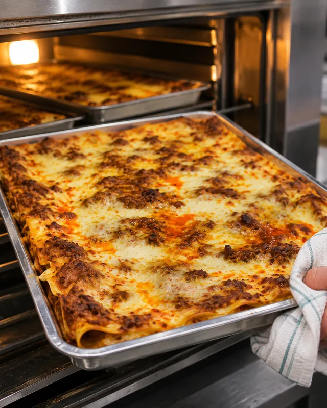 Lasagna al forno appena sfornata da Butta Giù